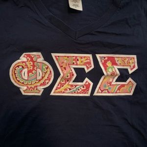 V Neck Letter Shirt- Phi Sigma Sigma 💕